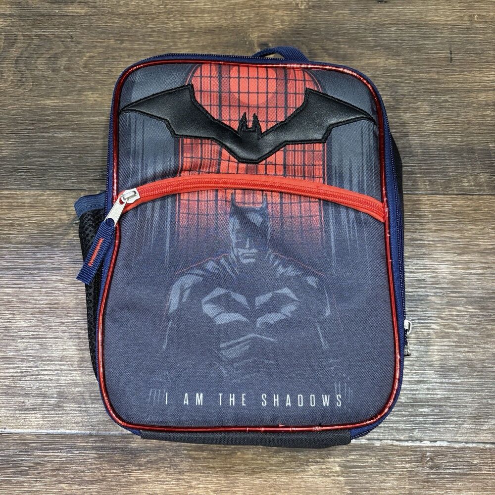Batman Insulated Lunch Tote Box Kids Black Red “I Am The Shadows” DC Comics